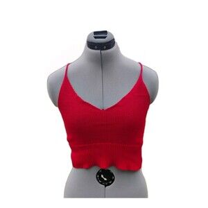 Women's Red Sweater Crop Tank 100% Cotton Made In Italy Size Small
